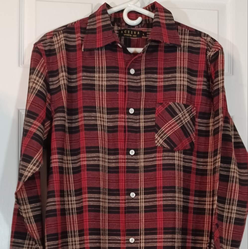 ACTIVA SPORTS Flannel Shirt mens Size Large button down